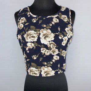 Fora Juniors L Floral Cropped Tank Top Back Zip